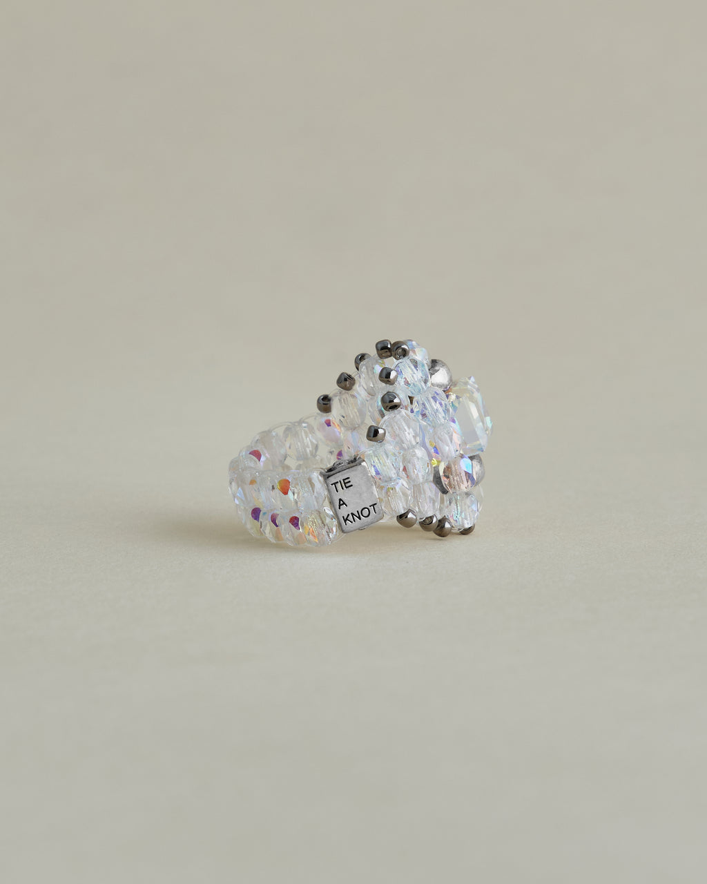 CRYSTAL BEADS RING with SILVER 925 CLEAR × CLEAR #9