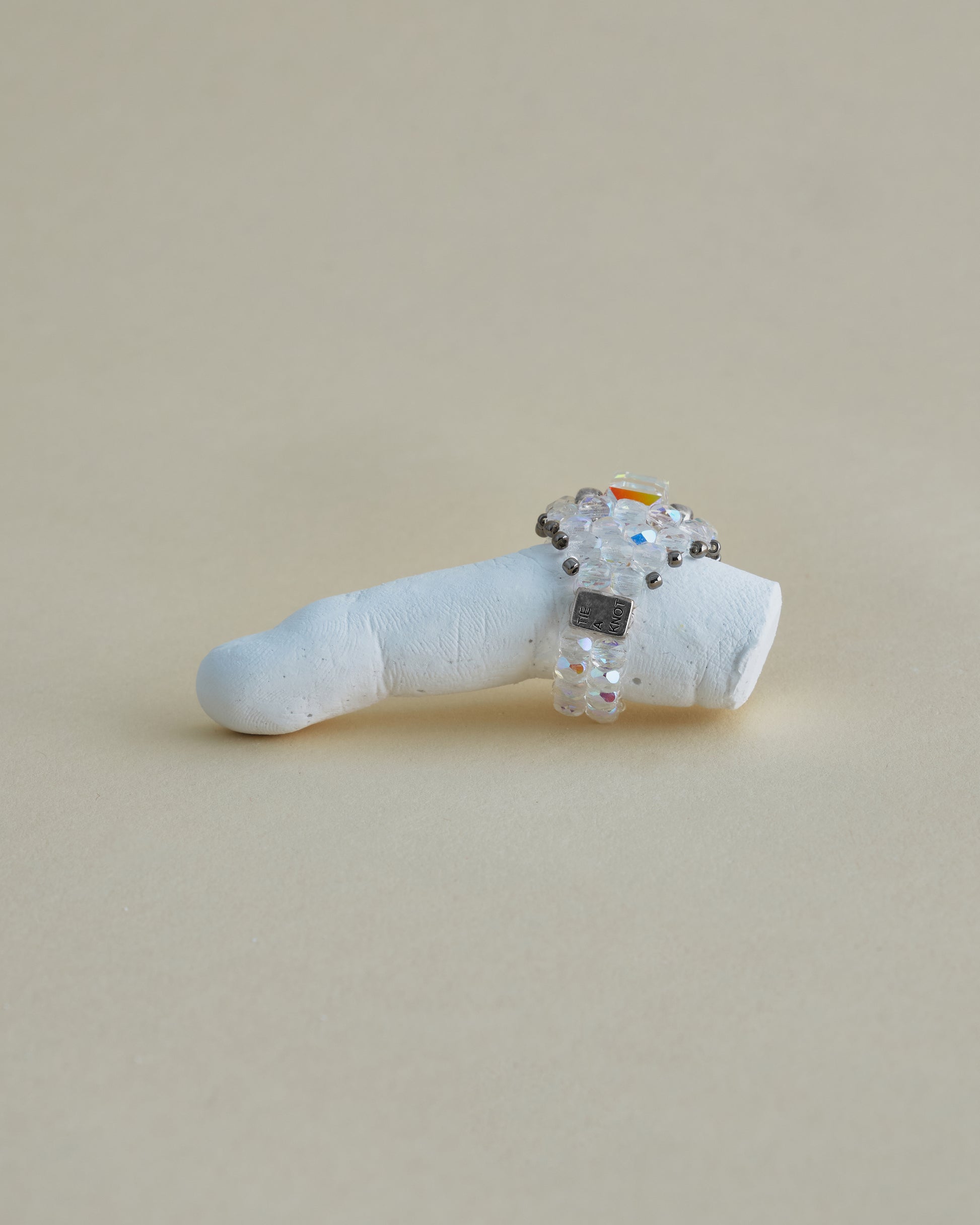 CRYSTAL BEADS RING with SILVER 925 CLEAR × CLEAR #9