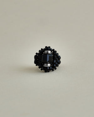CRYSTAL BEADS RING with SILVER 925 BLACK × BLACK #5