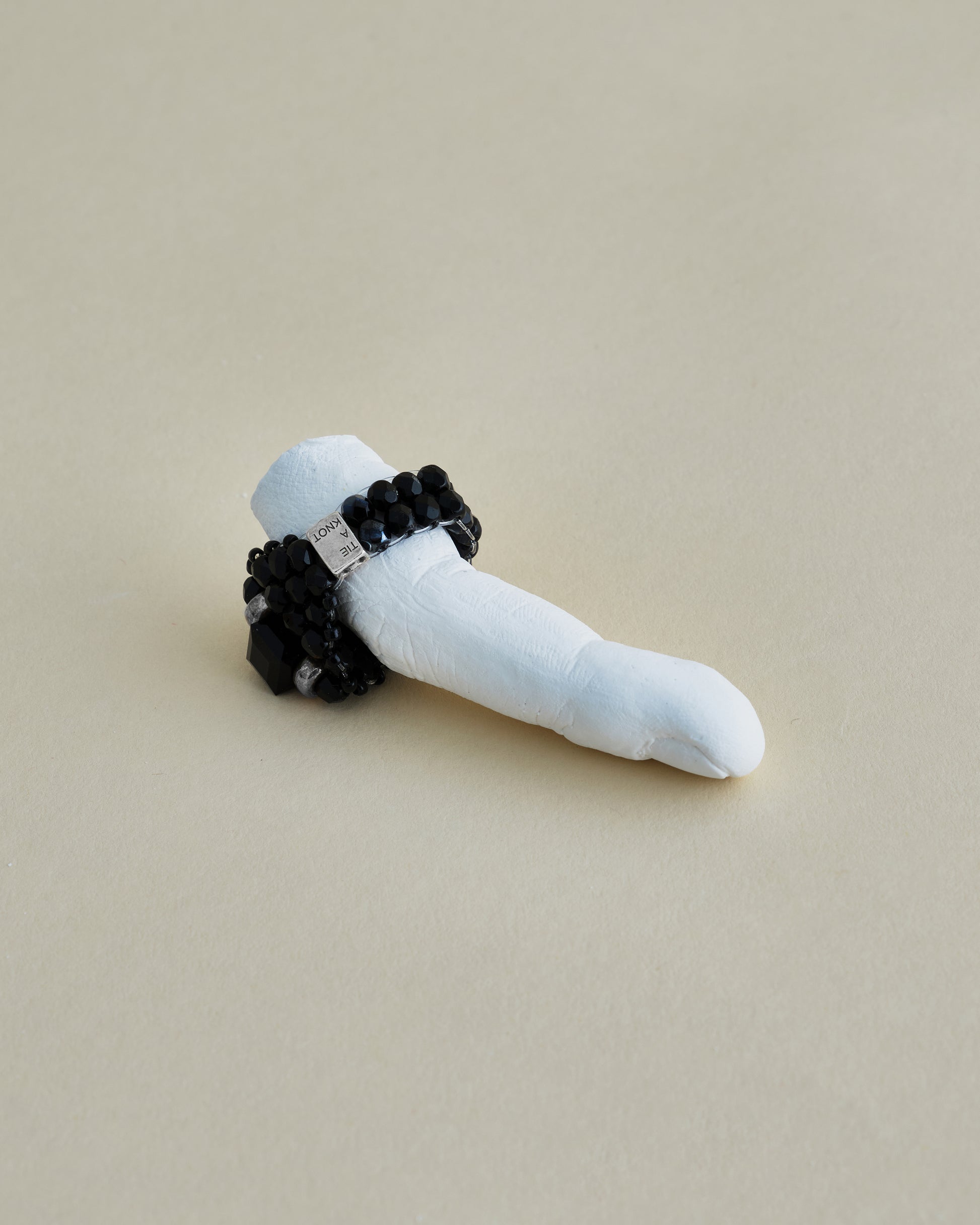 CRYSTAL BEADS RING with SILVER 925 BLACK × BLACK #5