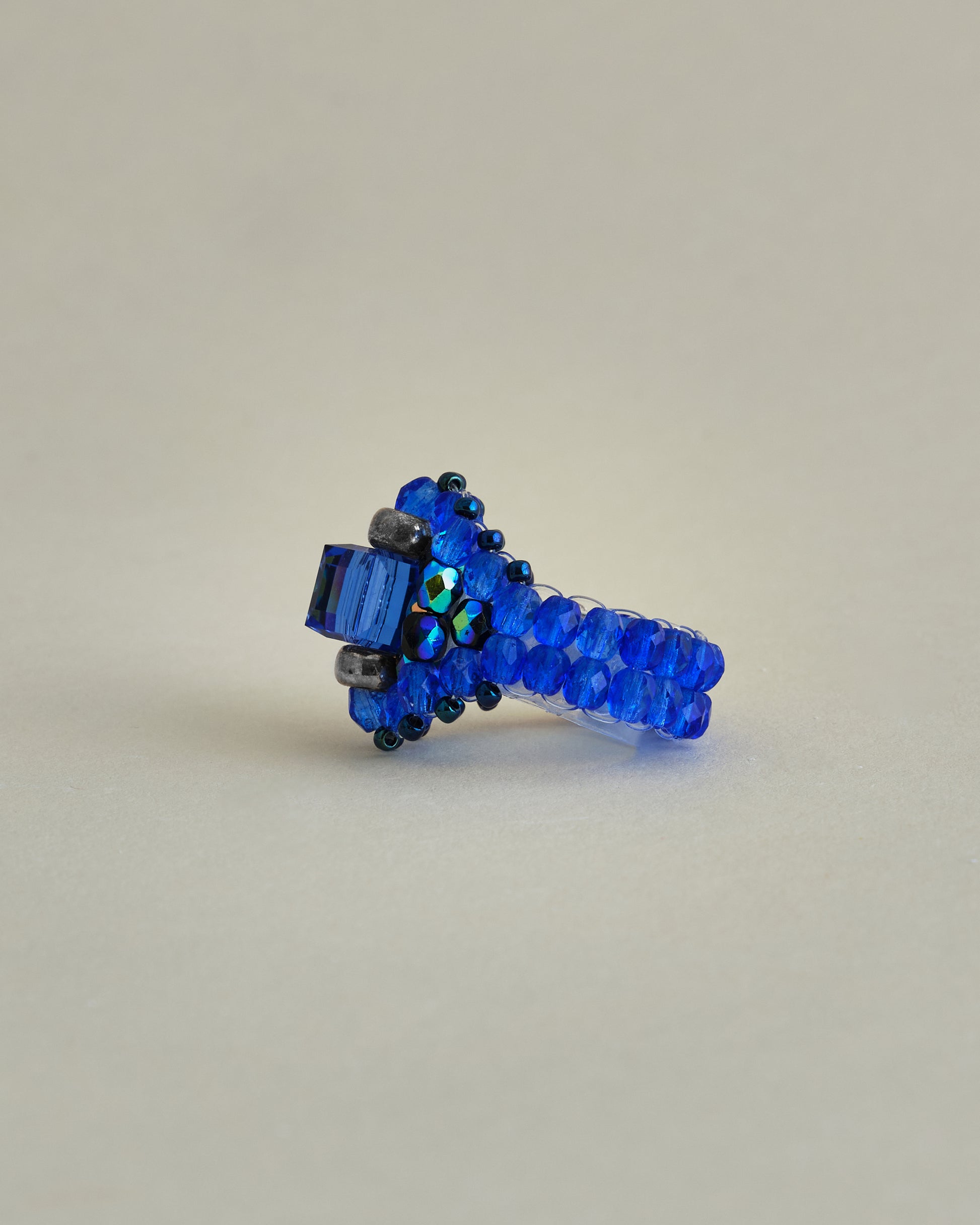CRYSTAL BEADS RING with SILVER 925 SAPPHIRE × SAPPHIRE #6