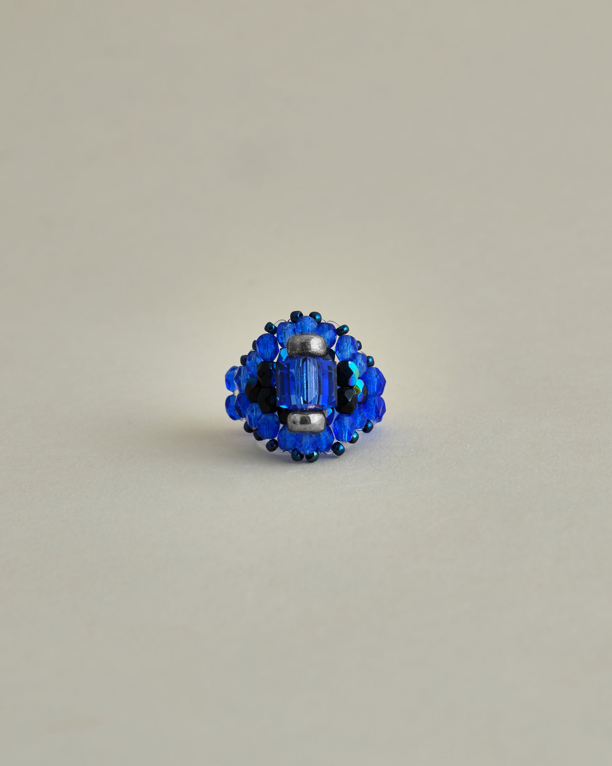 CRYSTAL BEADS RING with SILVER 925 SAPPHIRE × SAPPHIRE #6
