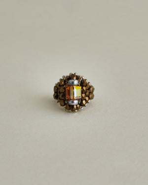 CRYSTAL BEADS RING with SILVER 925 SUNSHINE × BRONZE #4