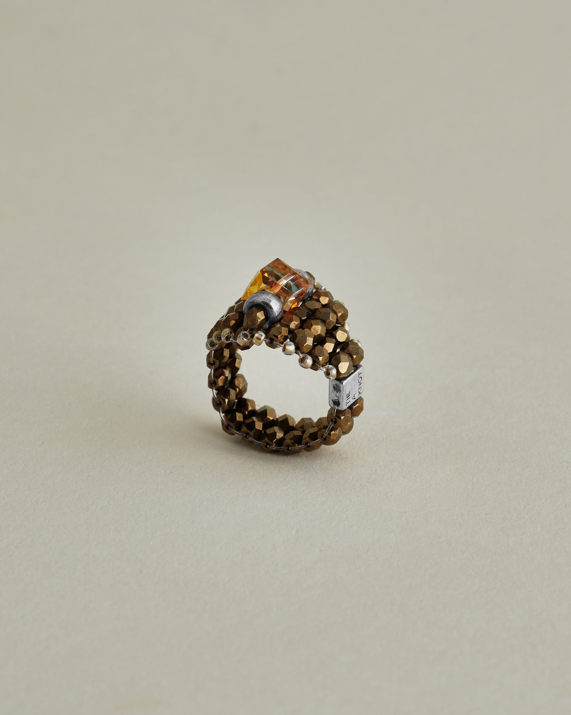 CRYSTAL BEADS RING with SILVER 925 SUNSHINE × BRONZE #4