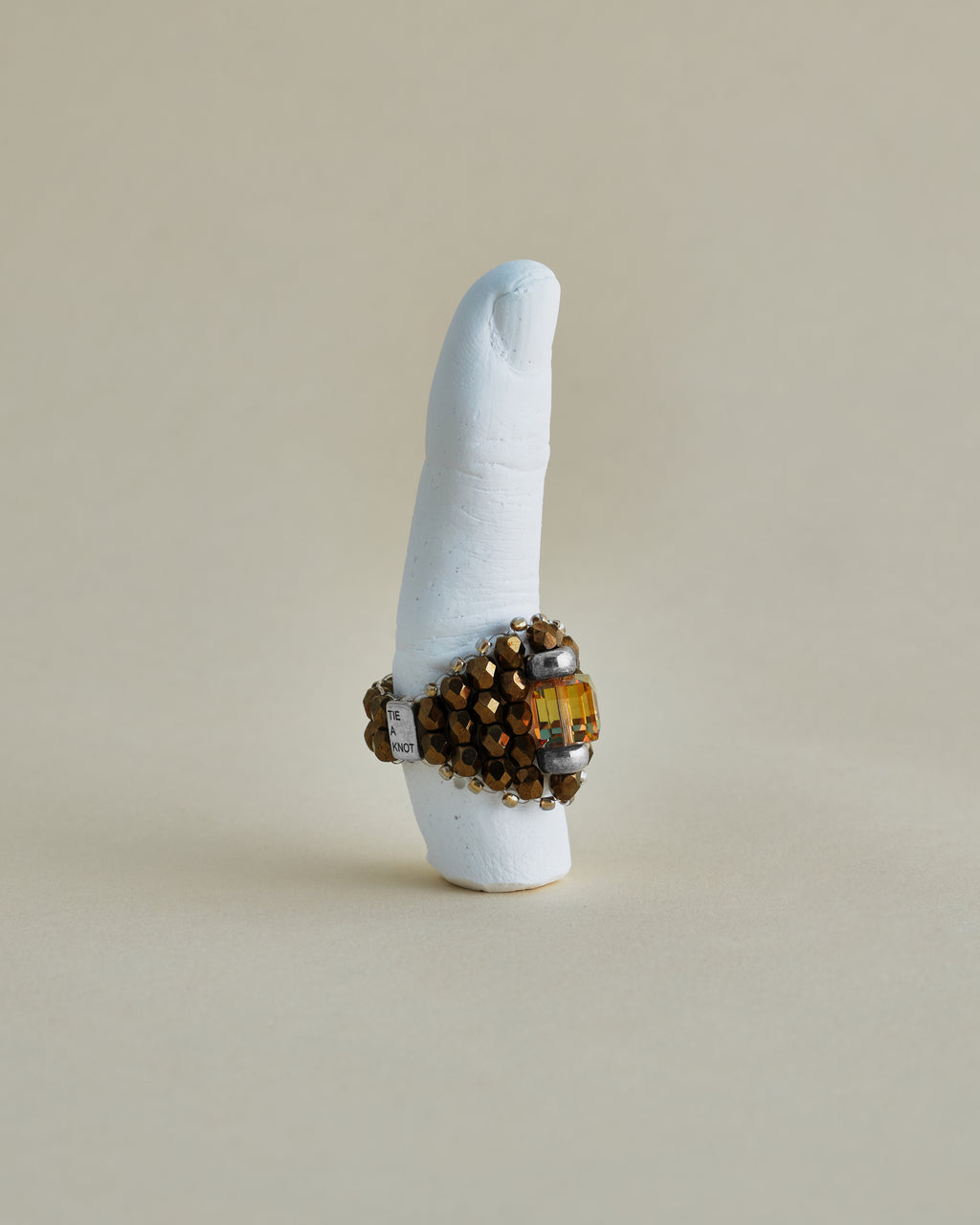 CRYSTAL BEADS RING with SILVER 925 SUNSHINE × BRONZE #4