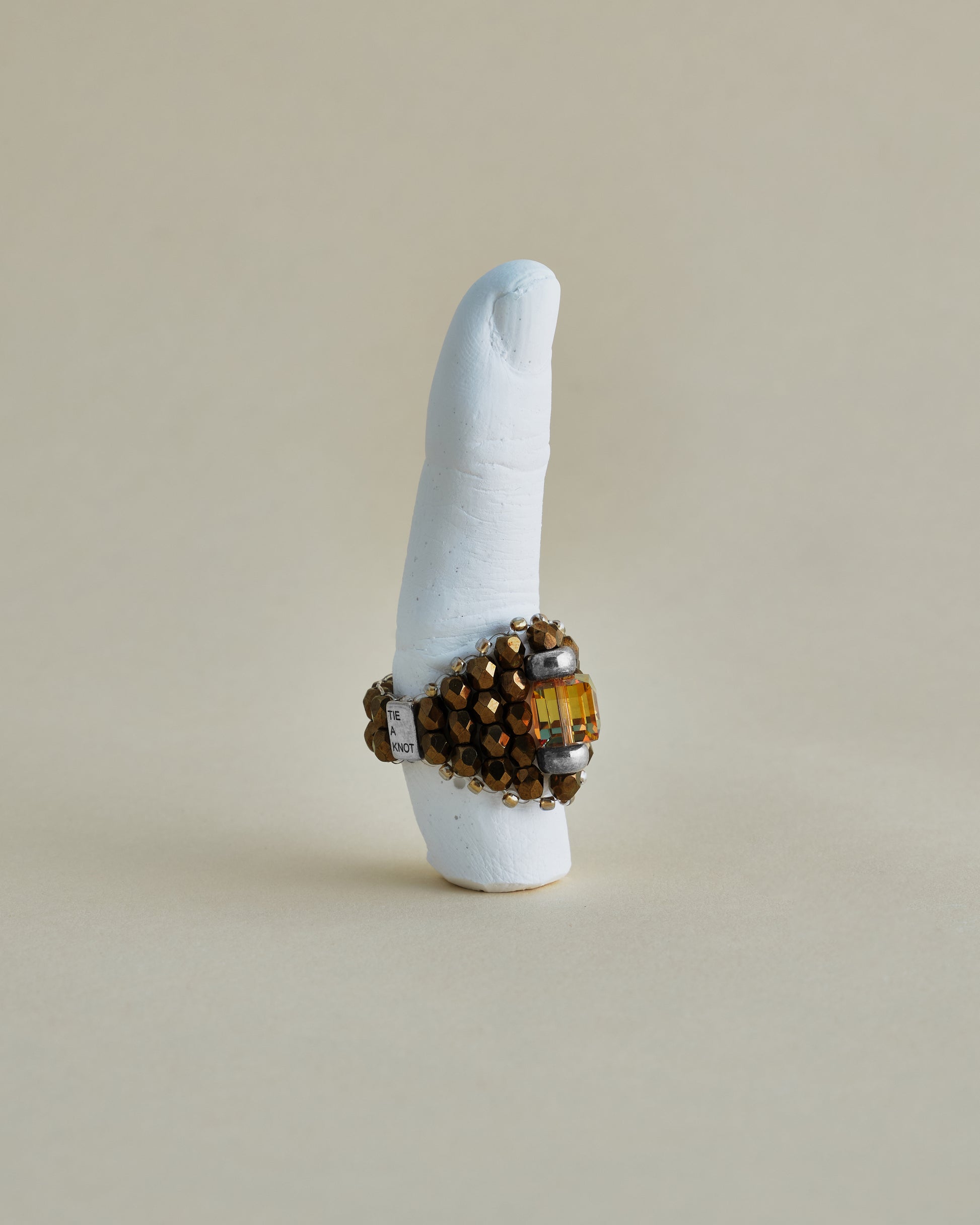 CRYSTAL BEADS RING with SILVER 925 SUNSHINE × BRONZE #4